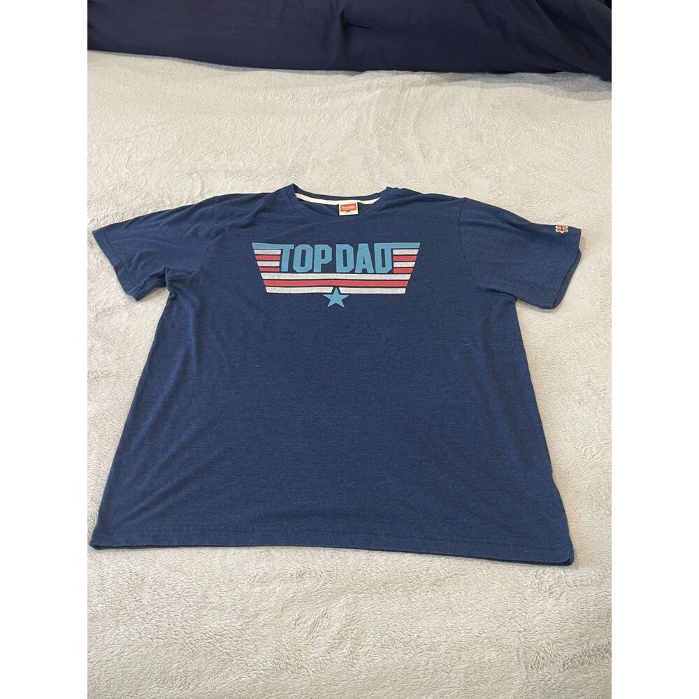Homage Top Dad T-Shirt Men's Large Navy Heather Graphic Tee Fathers Day Gift